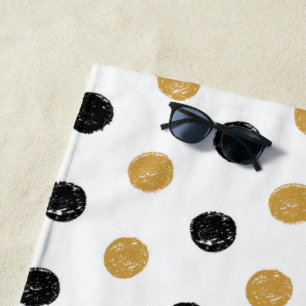 Stylish Black & Gold Polka Dots Beach Towel
