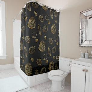 Stylish Black Gold Seashells Pattern