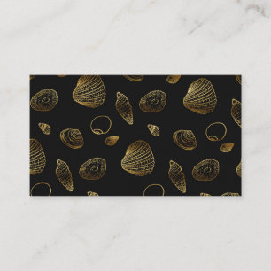 Stylish Black Gold Seashells Pattern Business Card