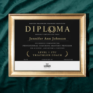Stylish Black Gold Wreath Graduation Award Diploma