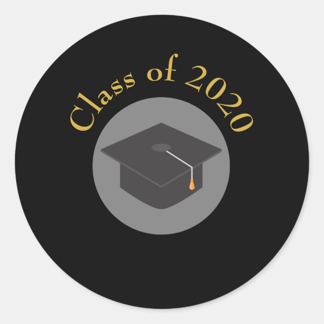 Stylish Black Graduation Cap Class of 20xx Classic Round Sticker (Front)