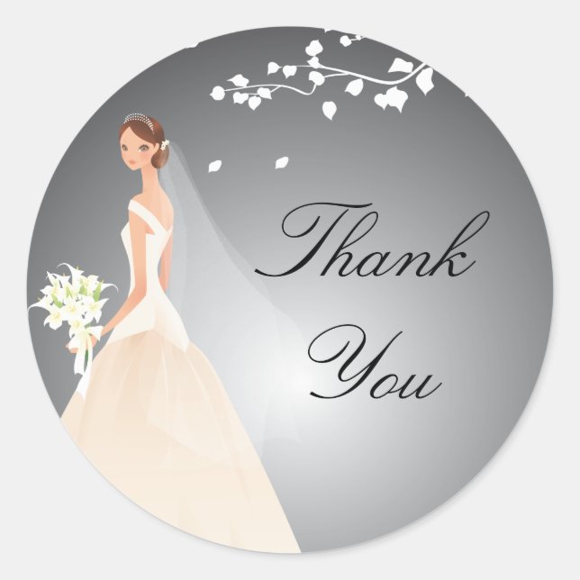 Stylish Black & Grey Bride Bridal Shower Sticker (Front)