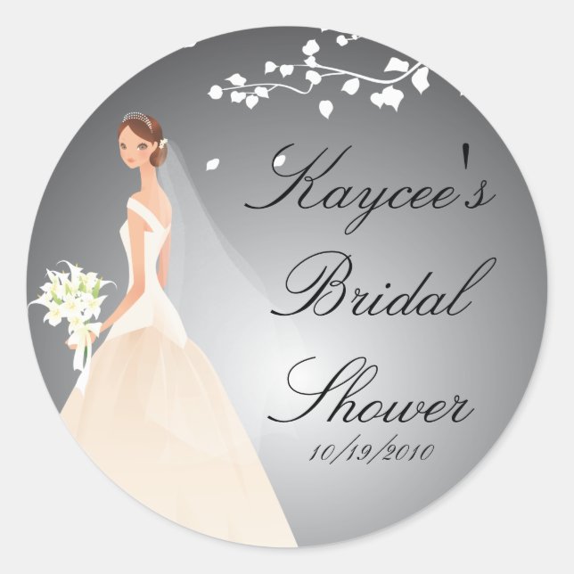 Stylish Black & Grey Bride Bridal Shower Sticker (Front)