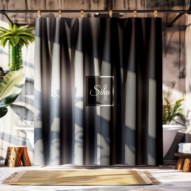 Stylish Black & Grey Geometric Design Shower Curta (Creator Uploaded)