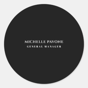 Stylish Black & Grey Simple Plain Professional Classic Round Sticker