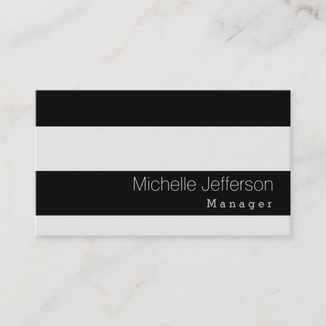Stylish Black Grey Striped Pattern Business Card (Front)