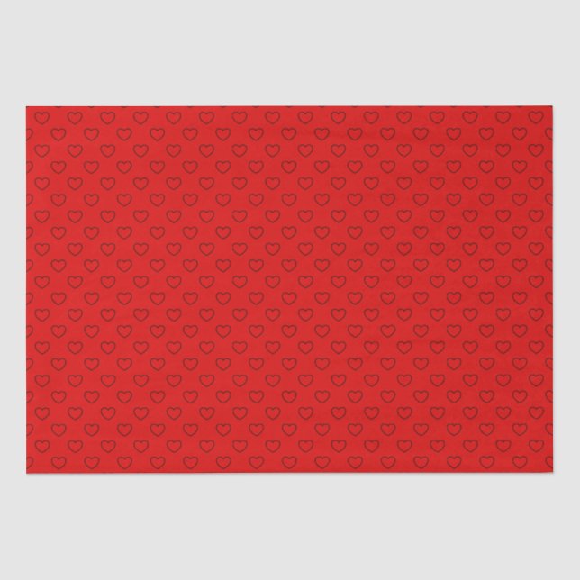 Stylish Black Hearts Pattern On Red Tissue Paper (Front)
