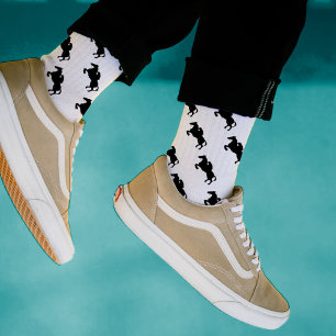 Stylish Black Horse Pattern Crew Socks