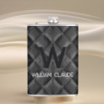 Stylish Black Leather Custom Monogram Hip Flask<br><div class="desc">This monogram flask blends timeless style with a modern twist,  offering a sophisticated and personalized gift for him. The sleek faux leather exterior is reminiscent of genuine leather while being cruelty free,  eco friendly and budget friendly.</div>