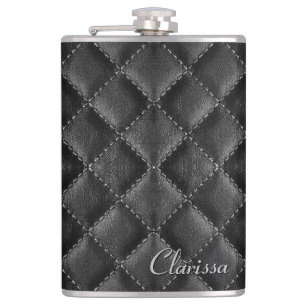Stylish Black Leather Womens Hip Flask