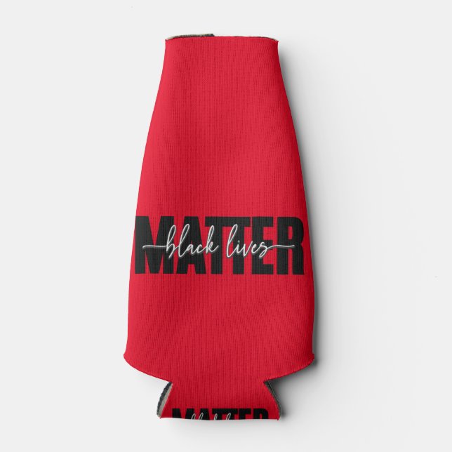 Stylish Black Lives Matter Typography  Bottle Cooler (Front)