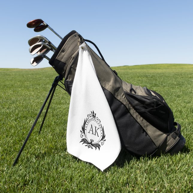 Stylish black luxury frame and crown golf towel (Green)