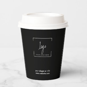 Stylish Black Minimalist Business Logo Corporate Paper Cups