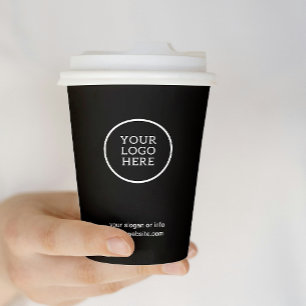 Stylish Black Minimalist Business Logo Corporate Paper Cups