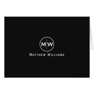 Stylish Black Modern Circle Two Monogram Initial