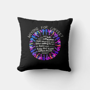 Stylish Black Multilingual COFFEE Throw Pillow
