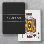 Stylish black name monogram gray gradient borders playing cards<br><div class="desc">Elegant,  black playing cards with your name or monogram with dark gray gradient borders above and below.</div>