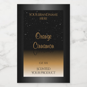 Stylish Black Orange Product Labels Soft Glitter