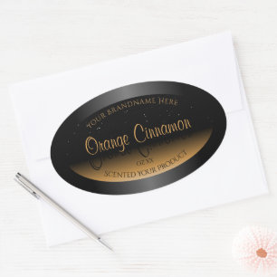 Stylish Black Orange Product Labels Soft Glitter