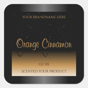 Stylish Black Orange Product Labels Soft Glitter