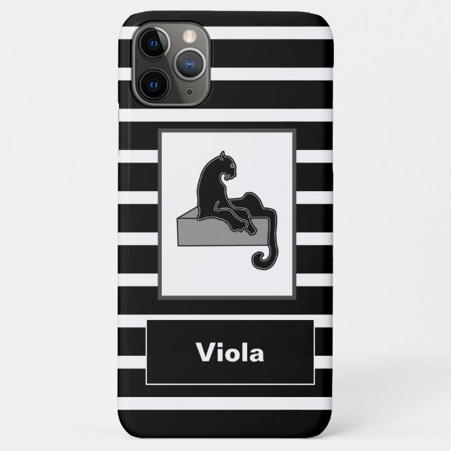 Stylish Black Panther Cat White Modern Case-Mate iPhone Case (Back)