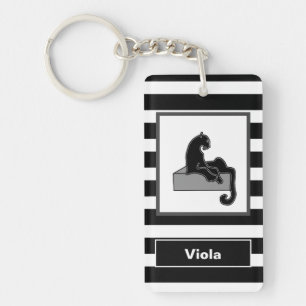 Stylish Black Panther Cat White Modern Keychain