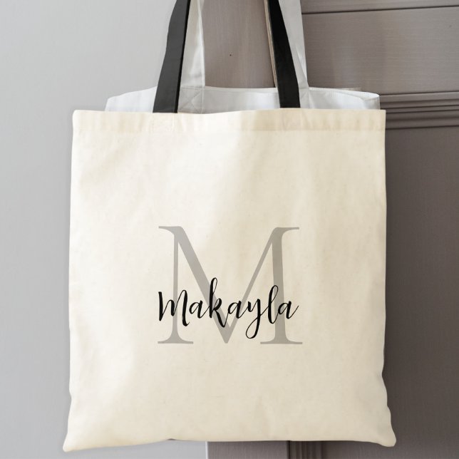 Stylish Black Personalized Monogram Tote Bag (Creator Uploaded)