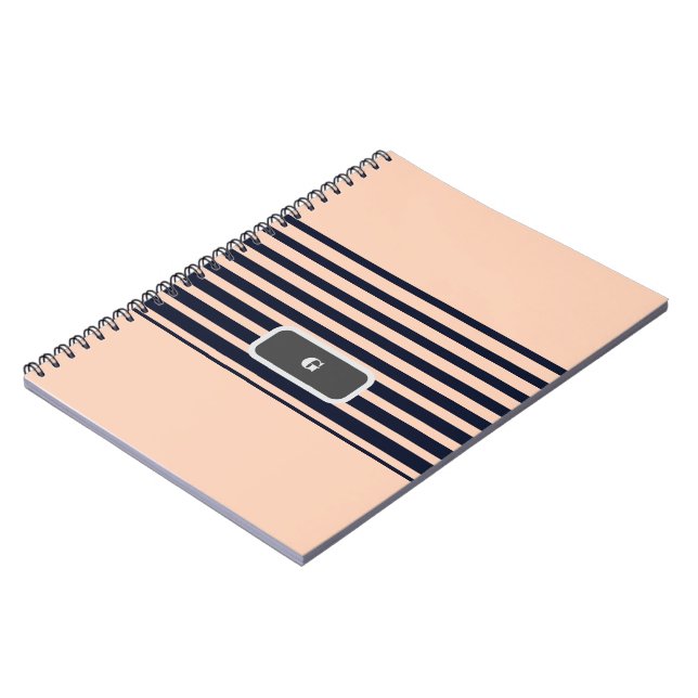  Stylish Black & Pink Monogram  Stripes Notebook (Left Side)