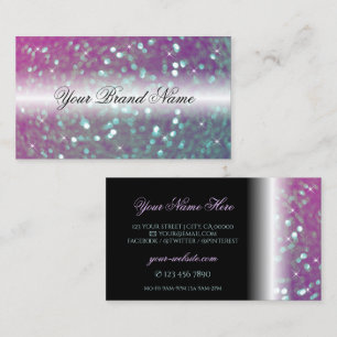 Stylish Black Pink Teal Sparkling Glitter Modern Business Card