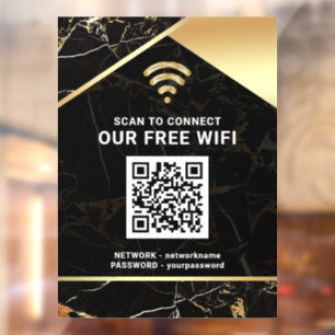 Stylish Black QR Code Wifi Network Password Window Cling