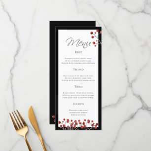 Stylish Black Red Berry 4 Course  Wedding Menu