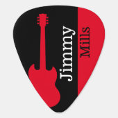 Stylish Black & Red Guitar Pick for Cool Guitarist (Back)