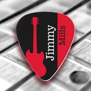 Stylish Black & Red Guitar Pick for Cool Guitarist