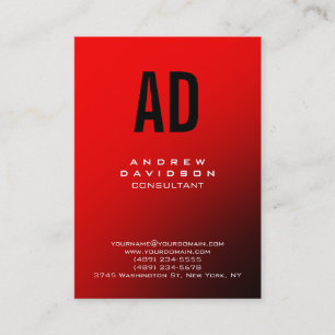 Stylish Black Red Monogram Chic Business Card