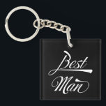 Stylish Black Retro Typography Best Man Groomsmen  Keychain<br><div class="desc">Stylish Black White Retro Typography Best Man Groomsmen Keychain - a nice addition and gift for a best man's proposal set.</div>