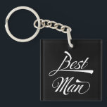 Stylish Black Retro Typography Best Man Groomsmen  Keychain<br><div class="desc">Stylish Black White Retro Typography Best Man Groomsmen Keychain - a nice addition and gift for a best man's proposal set.</div>