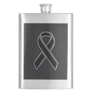Stylish Black Ribbon Awareness Hip Flask