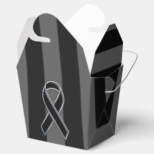 Stylish Black Ribbon Awareness Vertical Stripes Favor Box