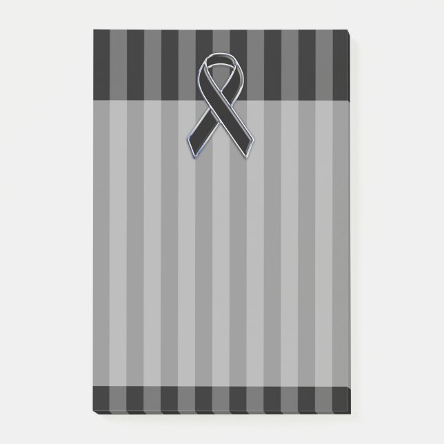 Stylish Black Ribbon Awareness Vertical Stripes Post-it Notes (Front)