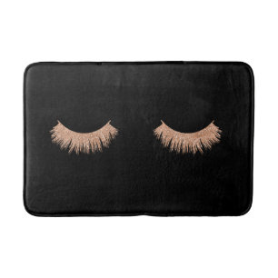 Stylish Black Rose Gold Eyelashes Bath Mat