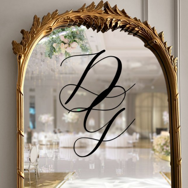 Stylish Black Script Overlapping Monogram Wedding Window Cling (Stylish Black Script Overlapping Monogram Wedding Window Cling)
