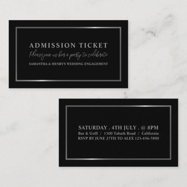 Stylish Black & Silver, Admission Ticket (Front/Back)