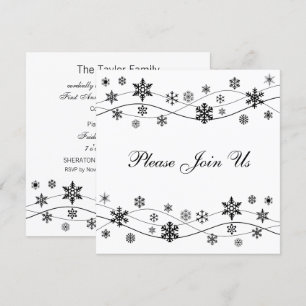 Stylish Black Snowflakes Invitation