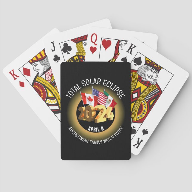 Stylish Black TOTAL SOLAR ECLIPSE 2024 Flags Playing Cards (Back)