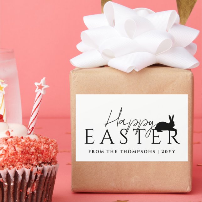 Stylish Black Typography And Bunny Happy Easter Sticker (Party)