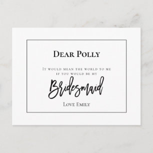 Stylish Black Typography /Bridesmaid Request Postcard