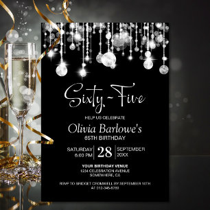Stylish Black White 65th Birthday Party Invitation
