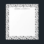 Stylish Black & White Animal Fur Pattern Notepad<br><div class="desc">Fun abstract black and white pattern painted with watercolor. Uneven black dots on a white background that looks like an animal fur pattern.  Cute feminine and modern graphic design.</div>