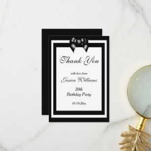 Stylish Black & White Birthday Party Thank You Card