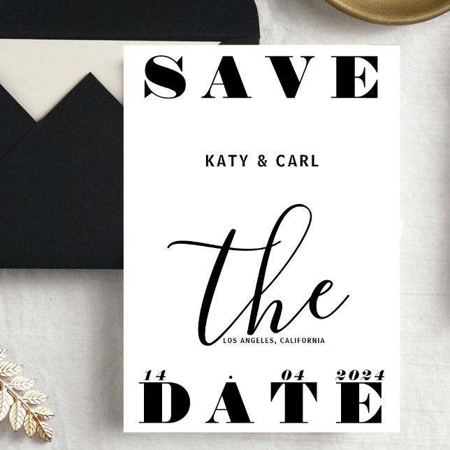 Stylish Black & White Bold Typography Wedding Save The Date (Creator Uploaded)
